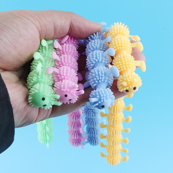 12 PCS Children Soft Rubber 16-Section Caterpillar Stretch Decompression Toy(Blue)