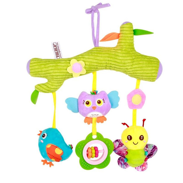 Baby Toys 0-1 Year Old Animal Bed Bells Soothing Plush Toys Baby Rattles Baby Carriage Hanging(C Crossbar - Birds)