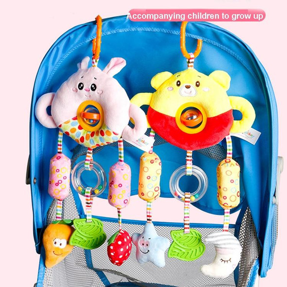Stroller Toy 0-1 Year Old Bed Hanging Turn Bead Doll Baby Bed Bell Plush Rattle(H168190-3B Rabbit)