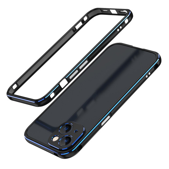 Aurora Series Lens Protector + Metal Frame Protective Case - iPhone 13(Black Blue)