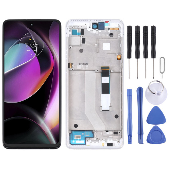 LCD Screen and Digitizer Full Assembly with Frame for Motorola Moto G 5G (White)