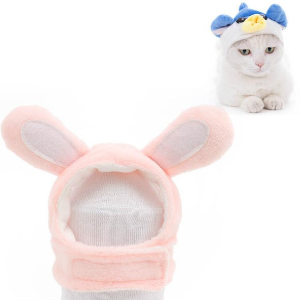 4 PCS Soft Cat Headgear Cat Dog Cross Dress Pet Hat, Size: L(Pink Rabbit)