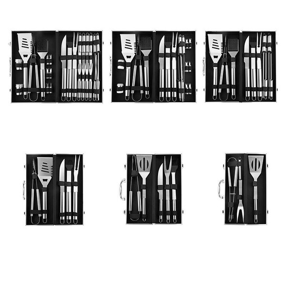 10 in 1 Barbecue Combination Tool Set Aluminum Box Stainless Steel Grill Set