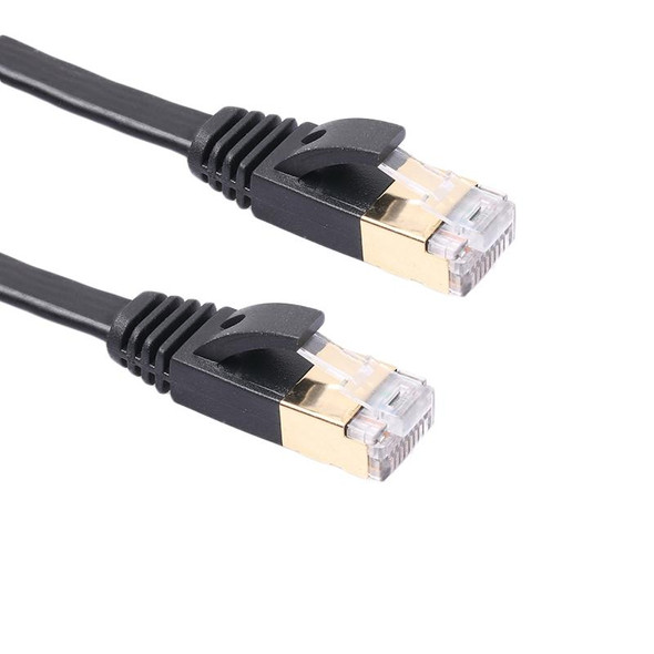 1.8m CAT7 10 Gigabit Ethernet Ultra Flat Patch Cable for Modem Router LAN Network - Built with Shielded RJ45 Connectors (Black)