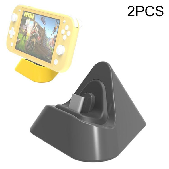 2 PCS DOBE TNS-19062 Host Charging Bottom Portable Triangle Game Console Charger - Switch / Lite(Gray)