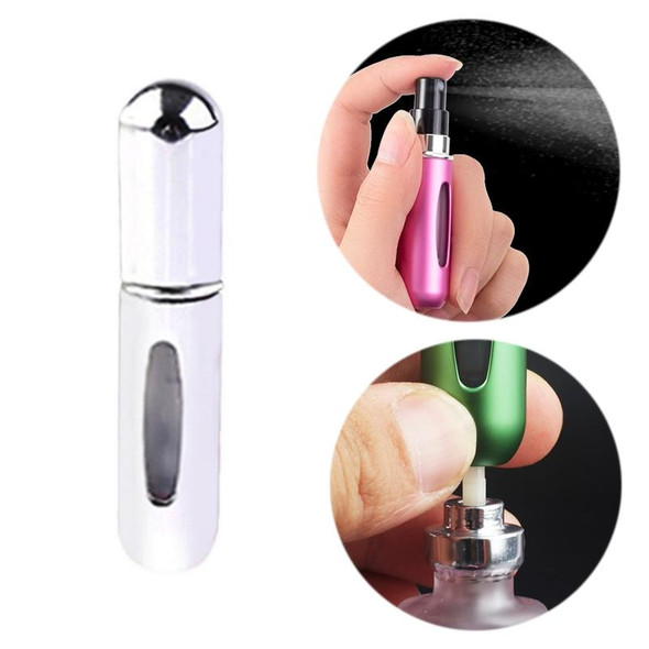 Portable Mini Aluminum Refillable Perfume Bottle Spray Empty Cosmetic Containers Atomizer, Capacity:5ml(Bright Silver)