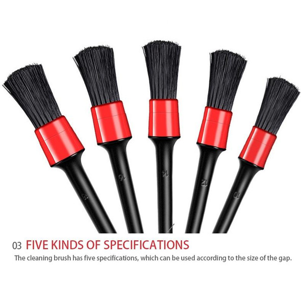 5 in 1 Car Detailing Brush Cleaning Natural Boar Hair Brushes Auto Detail Tools Products Wheels Dashboard,Random Color Delivery