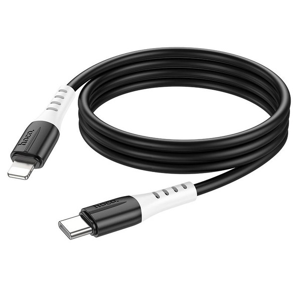 hoco 20W X82 3A PD USB-C / Type-C to 8 Pin Silicone Charging Data Cable,Length: 1m(Black)