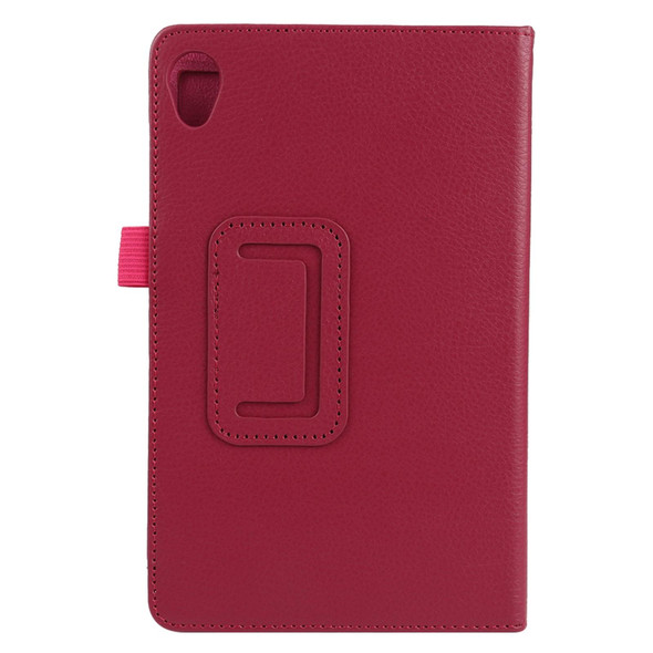 Lenovo Tab M8 Litchi Texture Solid Color Horizontal Flip Leather Case with Holder & Pen Slot(Rose Red)