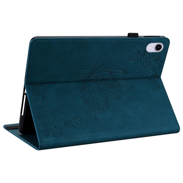 Butterfly Flower Embossed Leatherette Tablet Case - iPad mini 6(Blue)