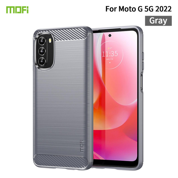 Motorola Moto G 5G 2022 MOFI Gentleness Series Brushed Texture Carbon Fiber TPU Phone Case(Gray)