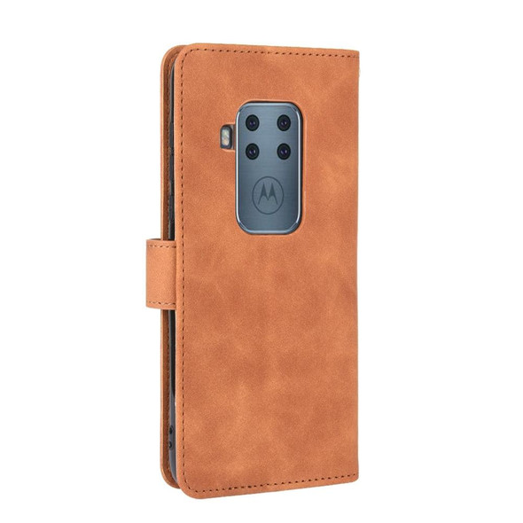 Motorola Moto One Pro / One Zoom Solid Color Skin Feel Magnetic Buckle Horizontal Flip Calf Texture PU Leather Case with Holder & Card Slots & Wallet(Brown)
