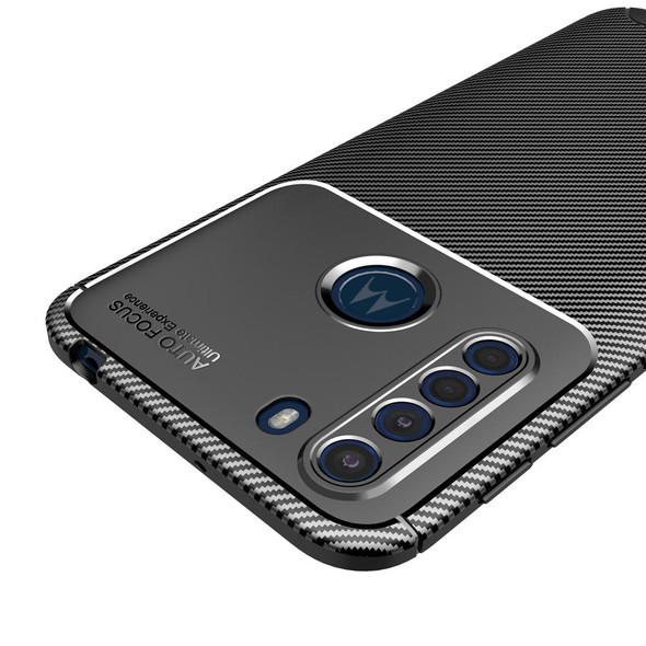 Motorola One Fusion Carbon Fiber Texture Shockproof TPU Case(Blue)
