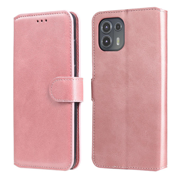 Motorola Moto Edge 20 Lite Classic Calf Texture PU + TPU Horizontal Flip Leather Case with Holder & Card Slots & Wallet(Rose Gold)