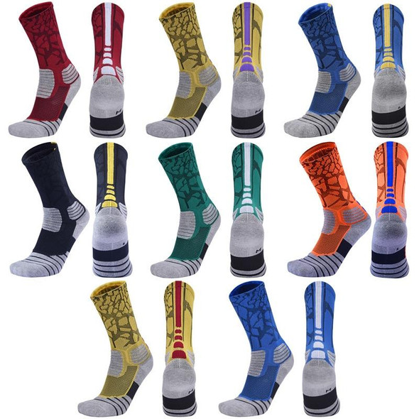 2 Pairs Length Tube Basketball Socks Boxing Roller Skating Riding Sports Socks, Size: L 39-42 Yards(Blue Yellow)
