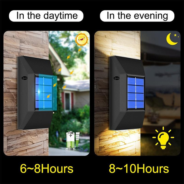 Outdoor Decorative Waterproof Solar Wall Light, Spec: 6 LEDs Warm Light