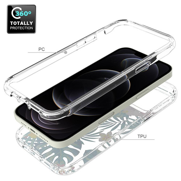 2 in 1 High Transparent Painted Shockproof PC + TPU Protective Case - iPhone 12 Pro Max(Banana Leaf)