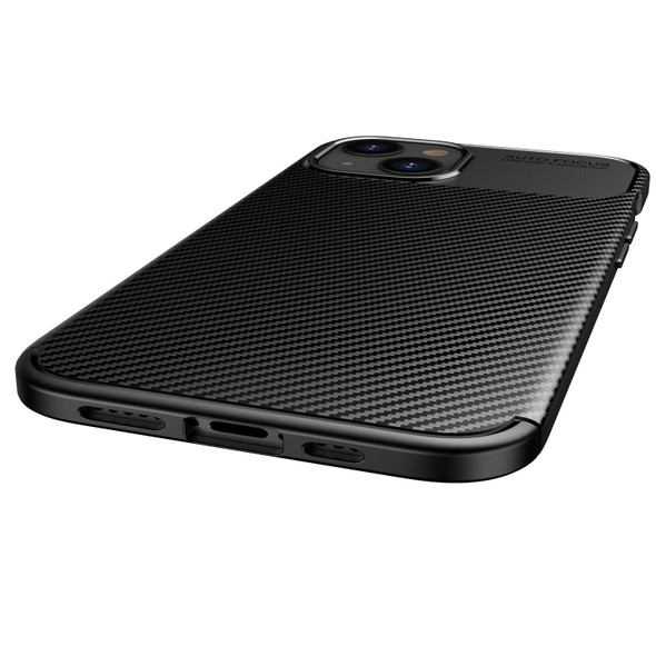 Carbon Fiber Texture Shockproof TPU Case - iPhone 13(Brown)