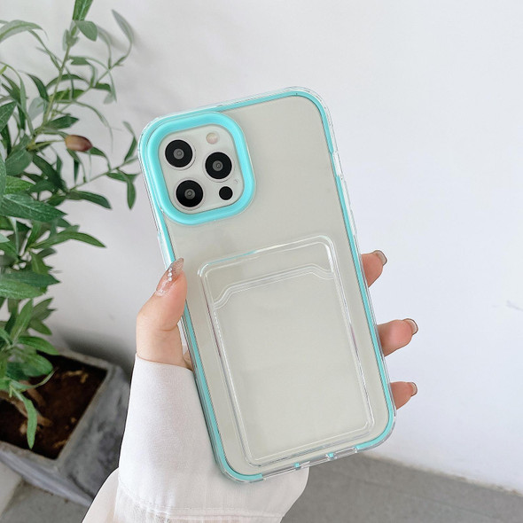 Full-coverage 360 Clear PC + TPU Shockproof Protective Case with Card Slot - iPhone 12 / 12 Pro(Mint Green)