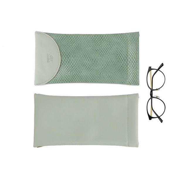 3 PCS Snake Print PU Elastic Leatherette Sunglasses Bag  Myopia And Presbyopic Glasses Bag(Light Green)