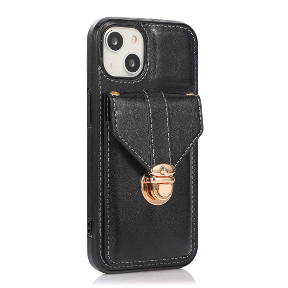 Fashion Buckle Protective Case with Holder & Card Slot & Wallet & Lanyard - iPhone 13 mini(Black)