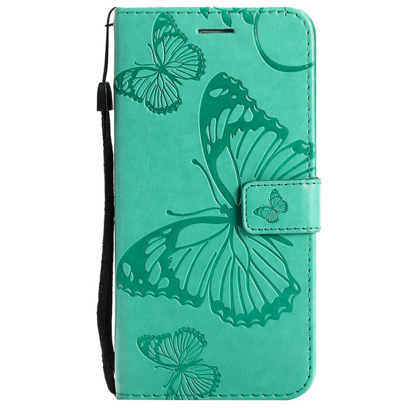 3D Butterfly Embossed Pattern Horizontal Flip Leatherette Case with Holder & Card Slot & Wallet & Lanyard - iPhone 13(Green)