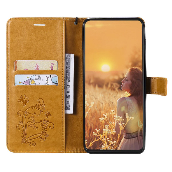 3D Butterfly Embossed Pattern Horizontal Flip Leatherette Case with Holder & Card Slot & Wallet & Lanyard - iPhone 13(Yellow)
