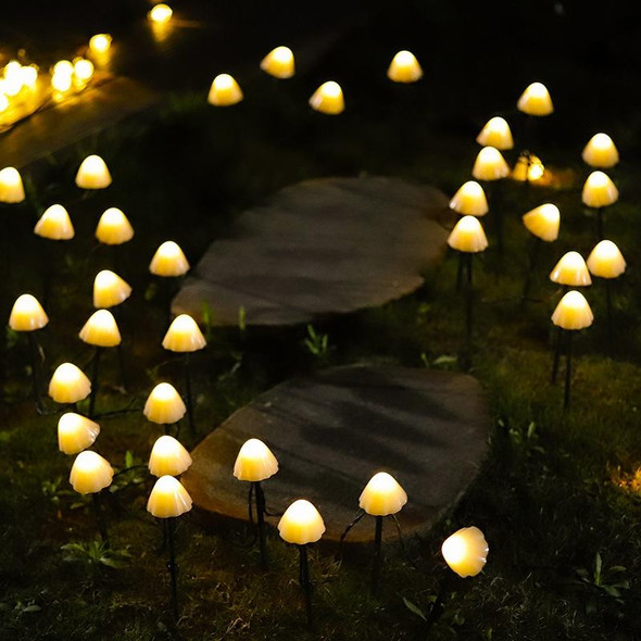 6.5m 30 LEDs Solar Mushroom Lawn Light Outdoor Waterproof Garden Villa Landscape Decorative String Lights(Warm White Light)