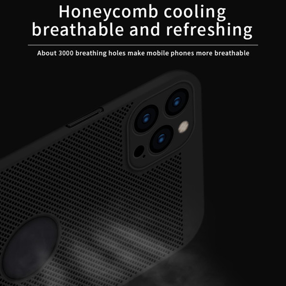 MOFi Honeycomb Texture Breathable PC Shockproof Protective Back Cover Case - iPhone 12 Pro Max(Black)