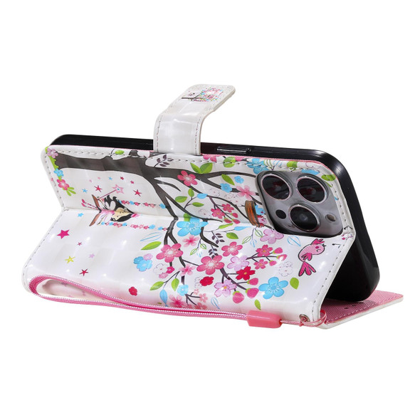 3D Painted Pattern Horizontal Flip Leatherette Case with Holder & Card Slots & Wallet - iPhone 13 Pro Max(Girl Under The Tree)