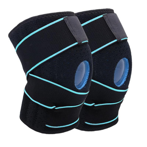 2 PCS Sports Band Compression Silicone Knee Pads Running Sports Cycling Knee Pads(Black Blue)