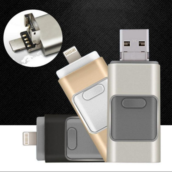 256GB Type-C + 8 Pin + USB 3.0  3 In 1 OTG Metal USB Flash Drive(Black)