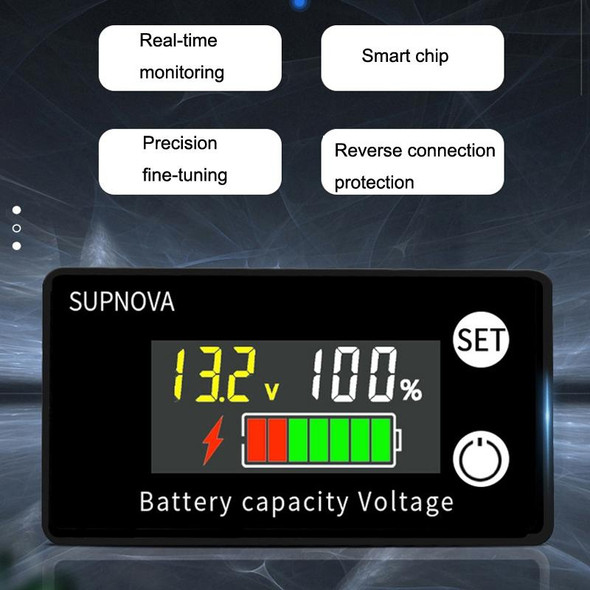 SUPNOVA LCD Color Screen DC Voltmeter Lithium Storage Battery Meter, Style: Waterproof Type
