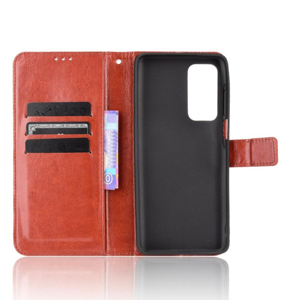 Motorola Edge 2021 Crazy Horse Texture Horizontal Flip Leather Case with Holder & Card Slots & Lanyard(Brown)