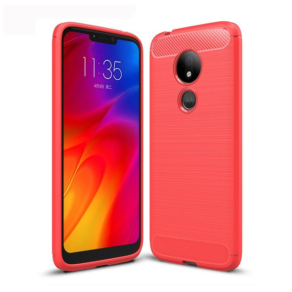 Brushed Texture Carbon Fiber TPU Case for Motorola Moto G7 Power US Version (Red)