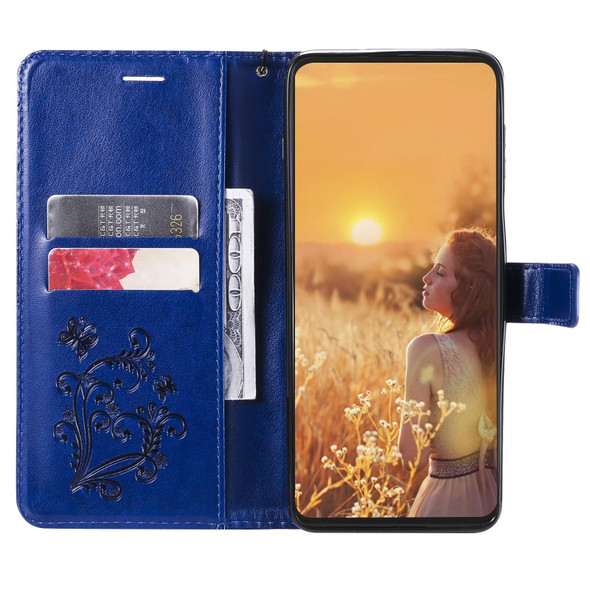 3D Butterfly Embossed Pattern Horizontal Flip Leatherette Case with Holder & Card Slot & Wallet & Lanyard - iPhone 13(Blue)