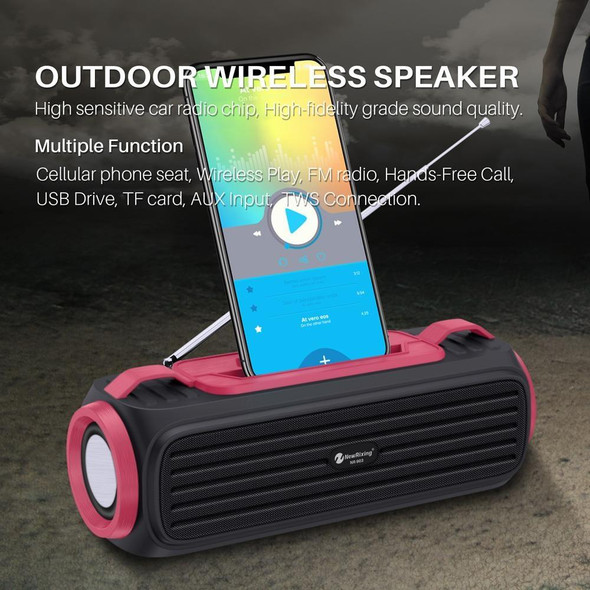 NewRixing NR903F TWS Portable Outdoor Bluetooth Speaker Support TF Card / FM(Red)