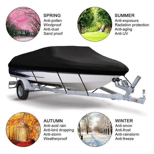 210D Waterproof Boat Cover Speedboat Towed Fishing V-Shaped Boat Cover Rain And Sun Protection Cover, Specification: 14-16FT 530x290cm