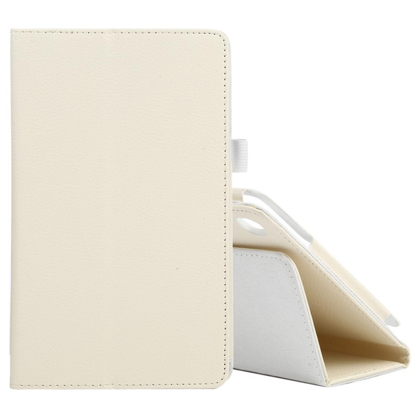 Samsung Galaxy Tab A7 Lite T220 / T225 Litchi Texture Solid Color Horizontal Flip Leather Case with Holder & Pen Slot(White)
