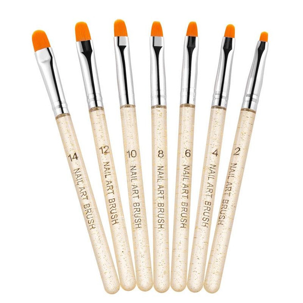 2 Sets 7 In 1 Phototherapy Pen Round Head Line Pen Transparent Rod Painted Pen Drawing Pen Nail Art Brush Tool(Gold Power)