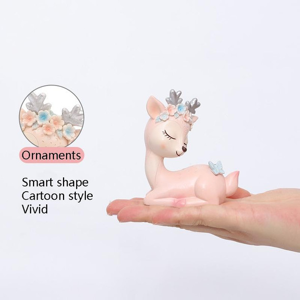 Car Decoration Cartoon Sika Deer Decoration Creative Resin Handicraft Cake Decoration(Pink)