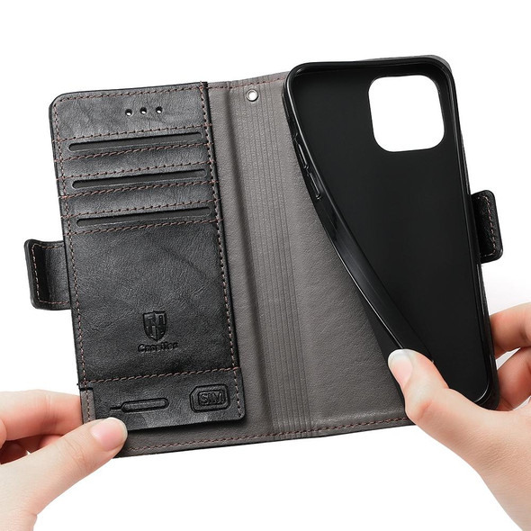 CaseNeo Business Splicing Dual Magnetic Buckle Horizontal Flip PU Leatherette Case with Holder & Card Slots & Wallet - iPhone 11 Pro Max(Black)