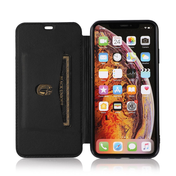 Bronzing Plating PU + TPU Horizontal Flip Leatherette Case with Holder & Card Slot - iPhone XS Max(Black)