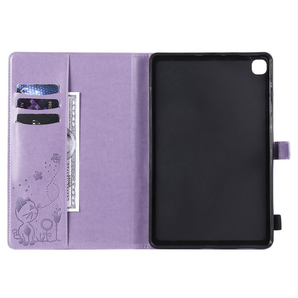 Samsung Galaxy S6 Lite P610 Cat Bee Embossing Pattern Shockproof Table PC Protective Horizontal Flip Leather Case with Holder & Card Slots & Wallet & Pen Slot & Wake-up / Sleep Function(Purple)