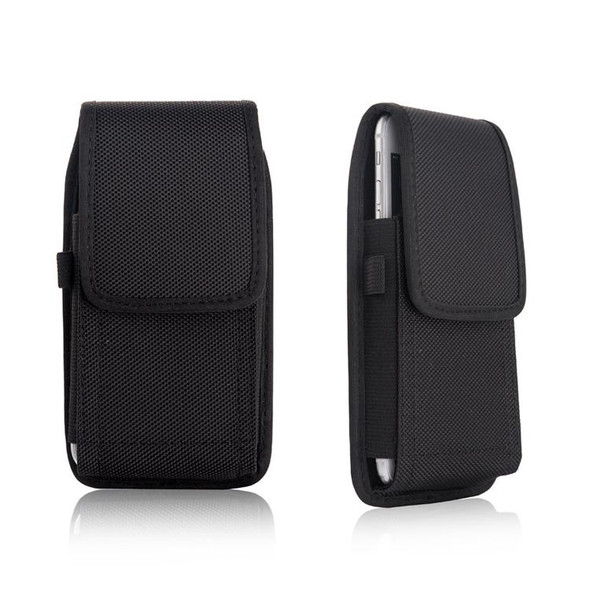 2 PCS Men Oxford Nylon Fabric Wear Belt Bag Mobile Phone Pocket - 5.2-5.5 inch Phones(Black)