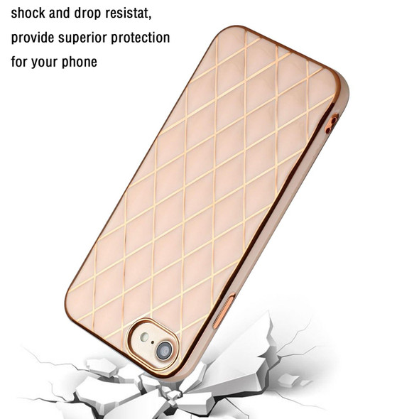 Electroplated Rhombic Pattern Sheepskin TPU Protective Case - iPhone SE 2022 / SE 2020 / 8 / 7(Pink)