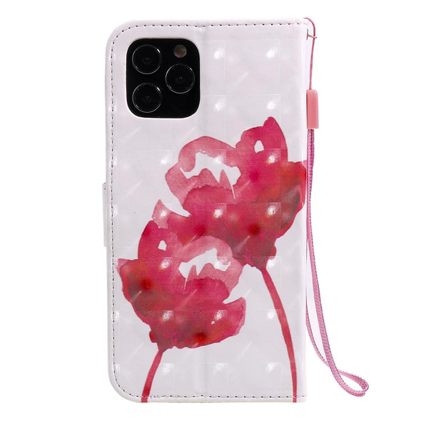 3D Painting Horizontal Flip Leatherette Case with Holder & Card Slot & Lanyard - iPhone 12 / 12 Pro(Red Rose)