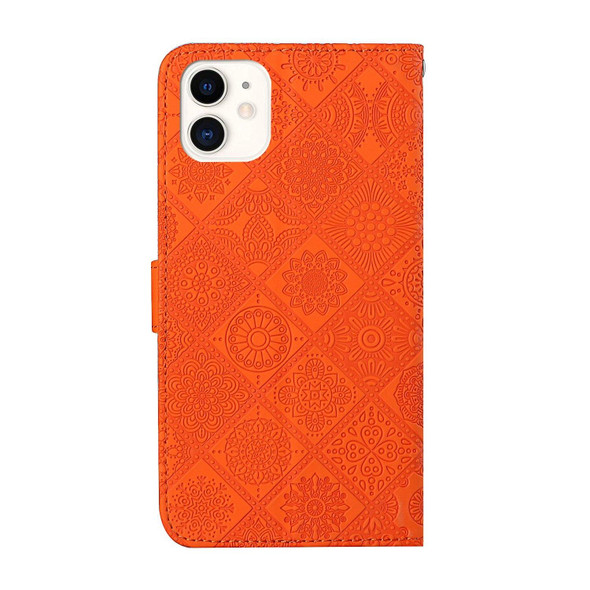 Ethnic Style Embossed Pattern Leatherette Phone Case - iPhone 13 Pro(Orange)