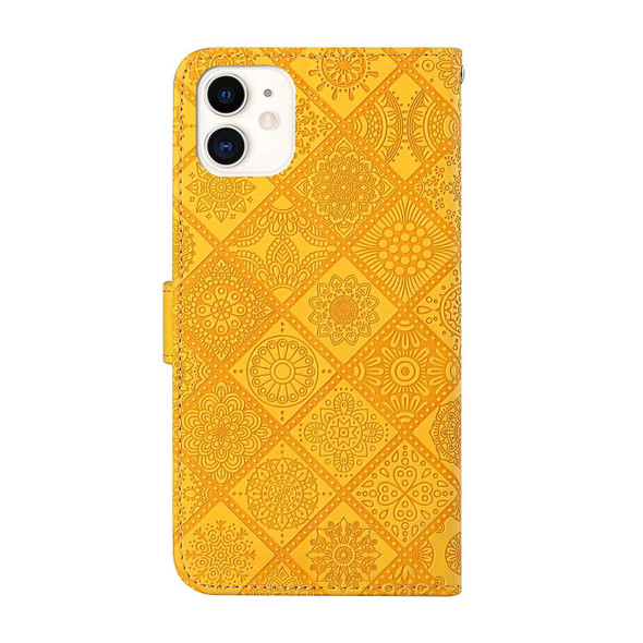 Ethnic Style Embossed Pattern Leatherette Phone Case - iPhone 13(Yellow)