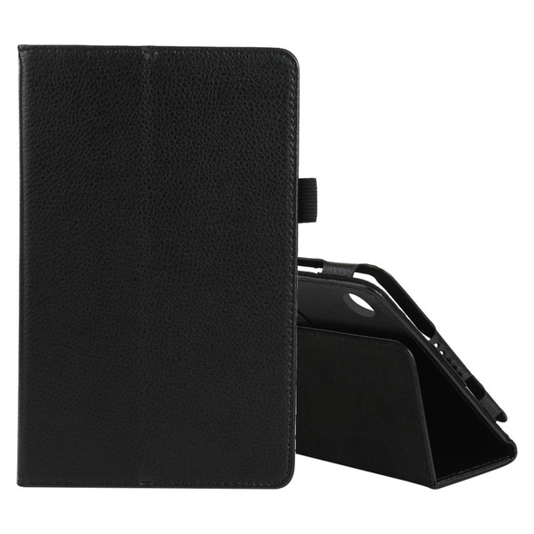 Lenovo Tab M7 Litchi Texture Solid Color Horizontal Flip Leather Case with Holder & Pen Slot(Black)